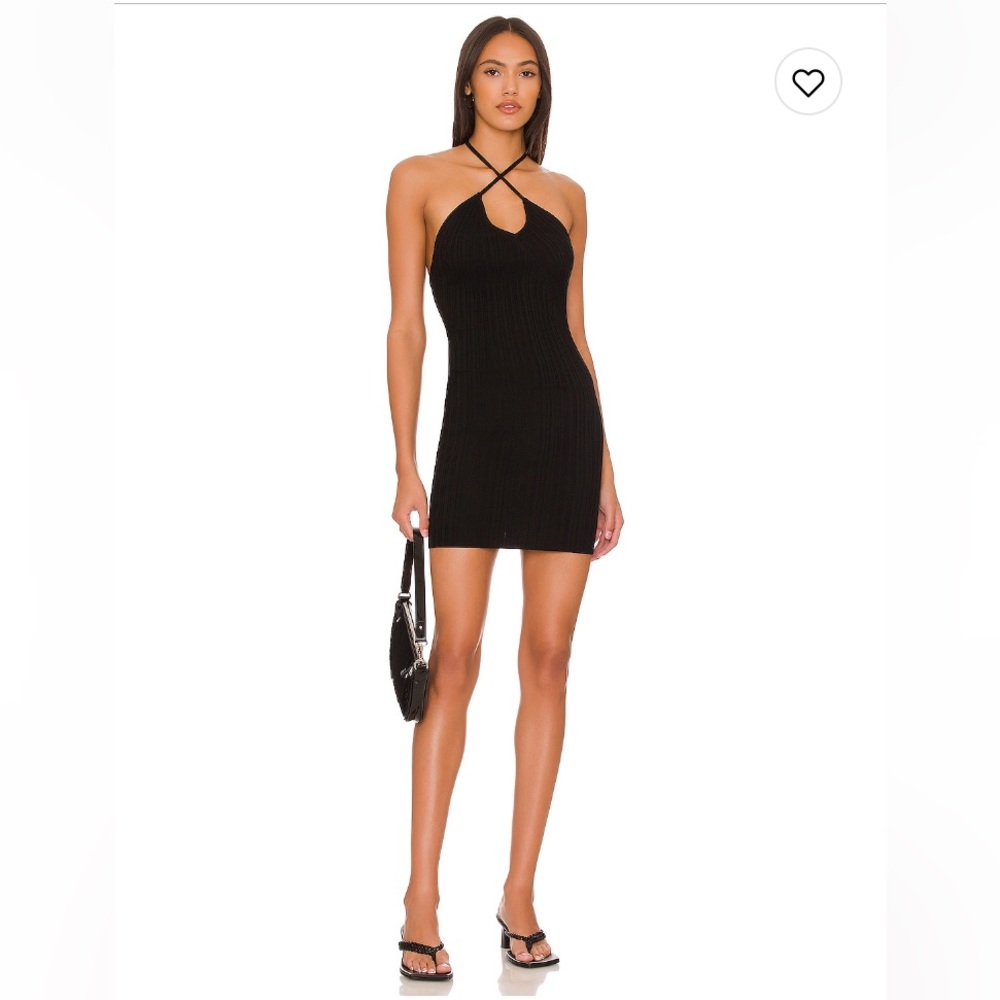 NWT 🌟 h:ours Thames Halter Crossover Knit Mini Dress Size Medium